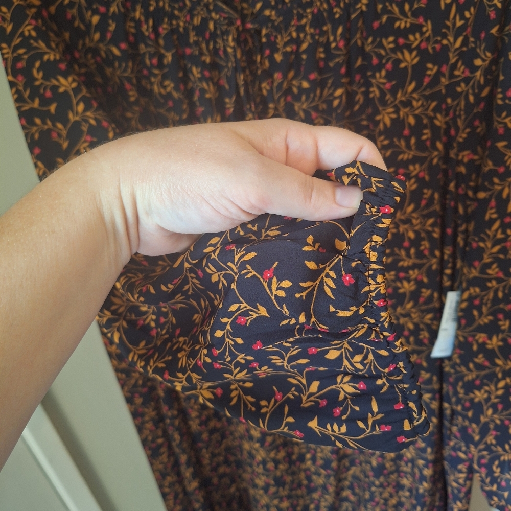 NWT Fall Color Ditsy Floral Midi Shift Dress Ruffled Hem XXL - Picture 10 of 16